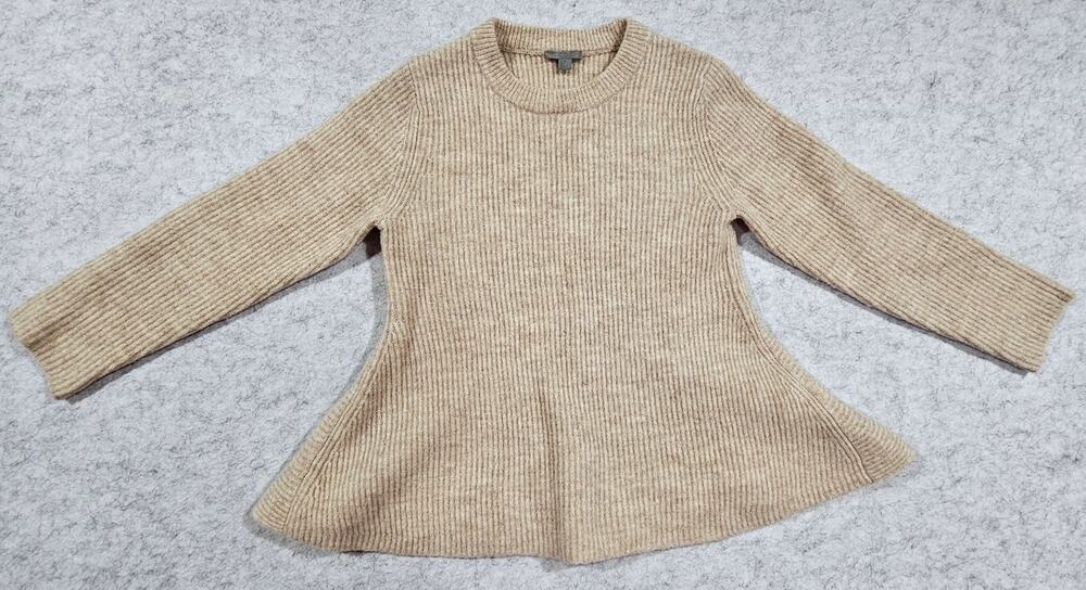 COS Wool Blend Peplum Sweater, Rib Knit, 73% Wool, Sz XS